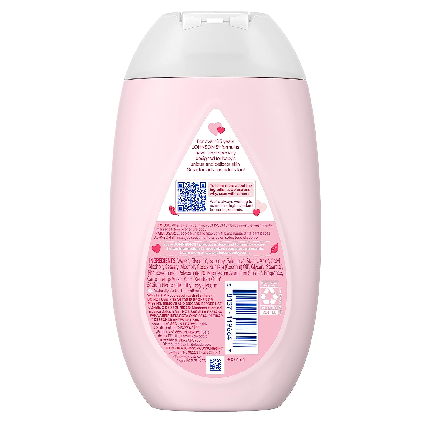 Johnson's Moisturizing Mild Pink Baby Lotion with Coconut Oil for Delicate Baby Skin, Paraben-, Phthalate- & Dye-Free, Hypoallergenic & Dermatologist-Tested, Baby Skin Care, 27.1 Fl. Oz - Image 8
